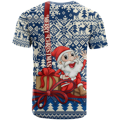 Pennsylvania Christmas T-Shirt Santa Claus With Gift Box Xmas Pattern Graphic Tee