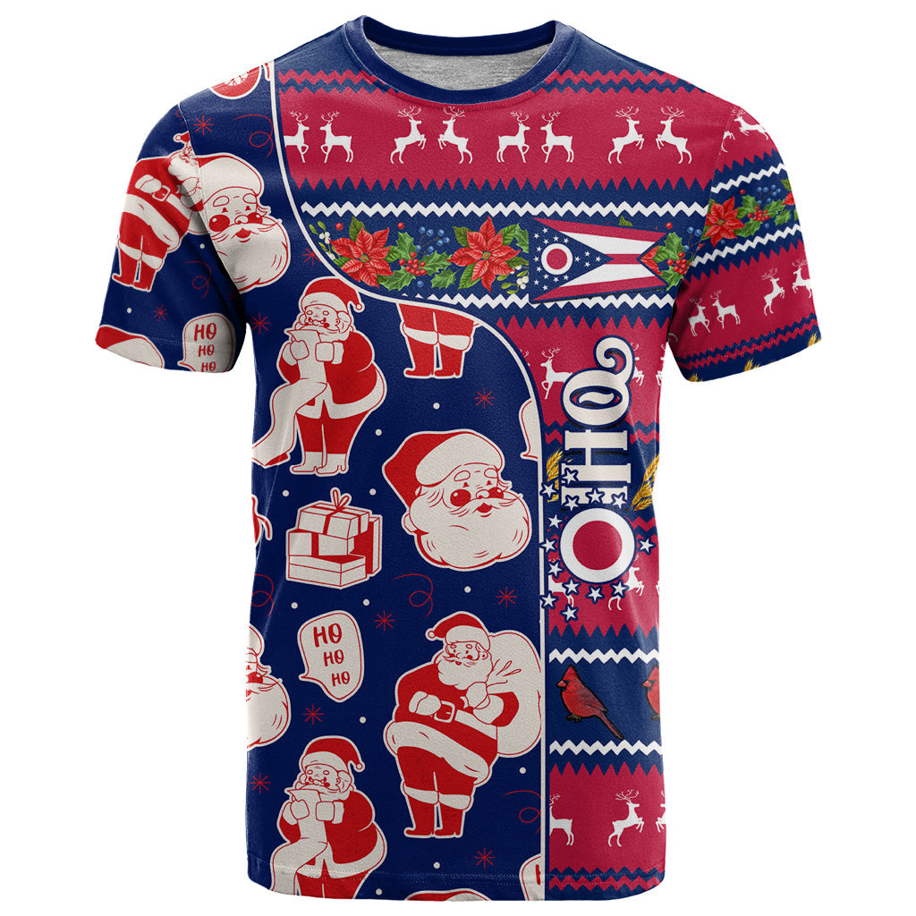 Custom Ohio Christmas T-Shirt Santa Claus Pattern Unique Style Graphic Tee