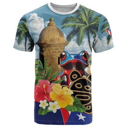 Personalized Boricua El Morro T-Shirt Puerto Rico Sun Coqui Graphic Tee