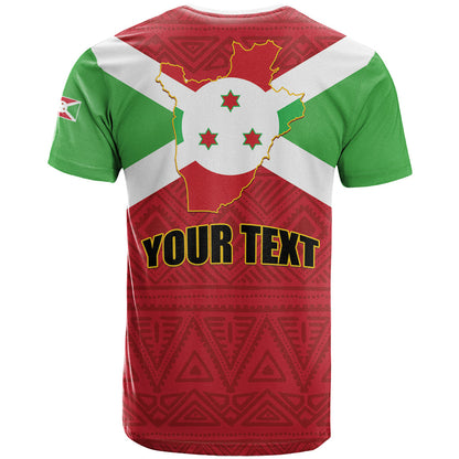 Personalized Burundi T-Shirt Coat Of Arms African Pattern Graphic Tee