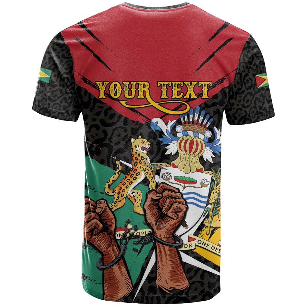 Personalized Guyana Emancipation Day T-Shirt Jaguar Skin Pattern Graphic Tee