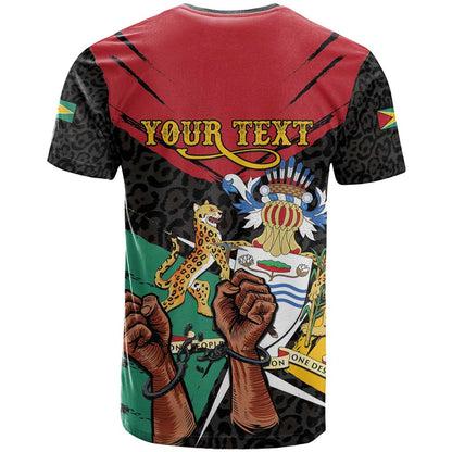 Personalized Guyana Emancipation Day T-Shirt Jaguar Skin Pattern Graphic Tee