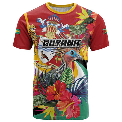 Personalized Guyana Canje Pheasant T-Shirt Tropical Flowers Graphic Tee