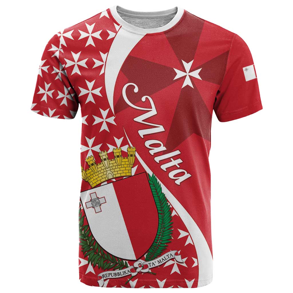 Malta T-Shirt Virtute et constantia Maltese Cross Pattern Graphic Tee