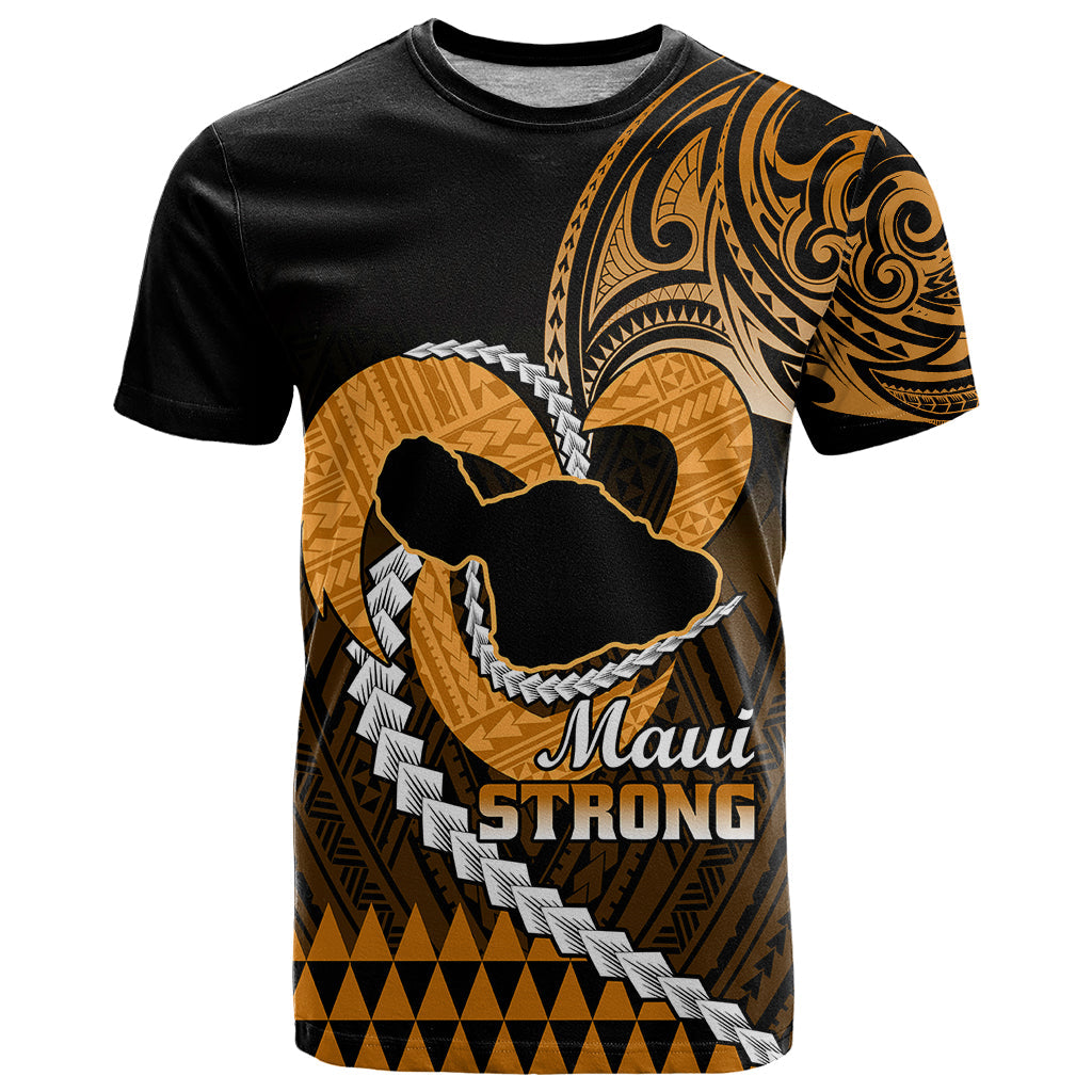 Personalised Hawaii T-Shirt Maui Be Strong Kakau Gold Version Graphic Tee