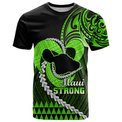 Personalised Hawaii T-Shirt Maui Be Strong Kakau Green Version Graphic Tee