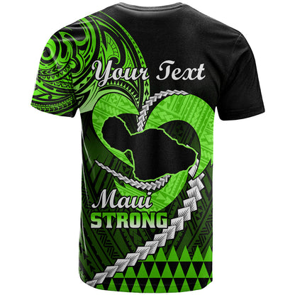 Personalised Hawaii T-Shirt Maui Be Strong Kakau Green Version Graphic Tee