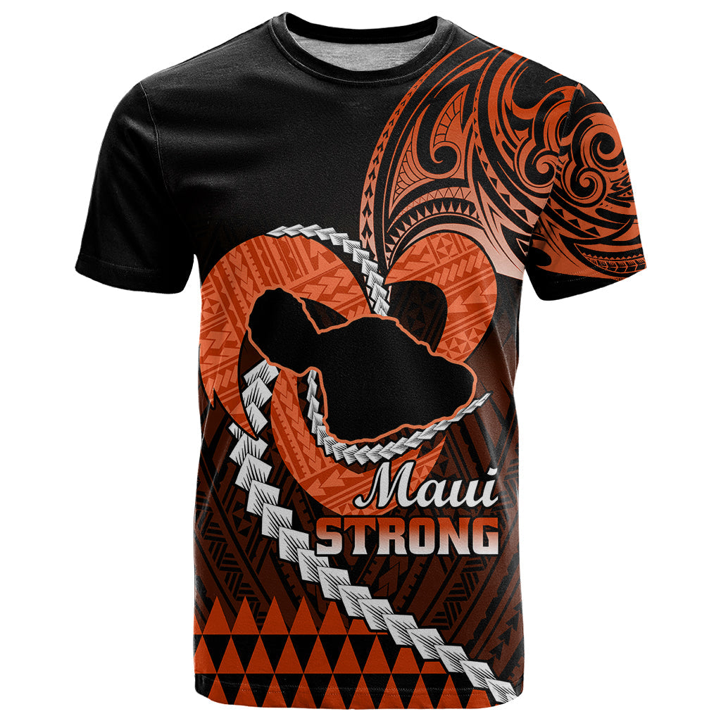 Personalised Hawaii T-Shirt Maui Be Strong Kakau Orange Version Graphic Tee