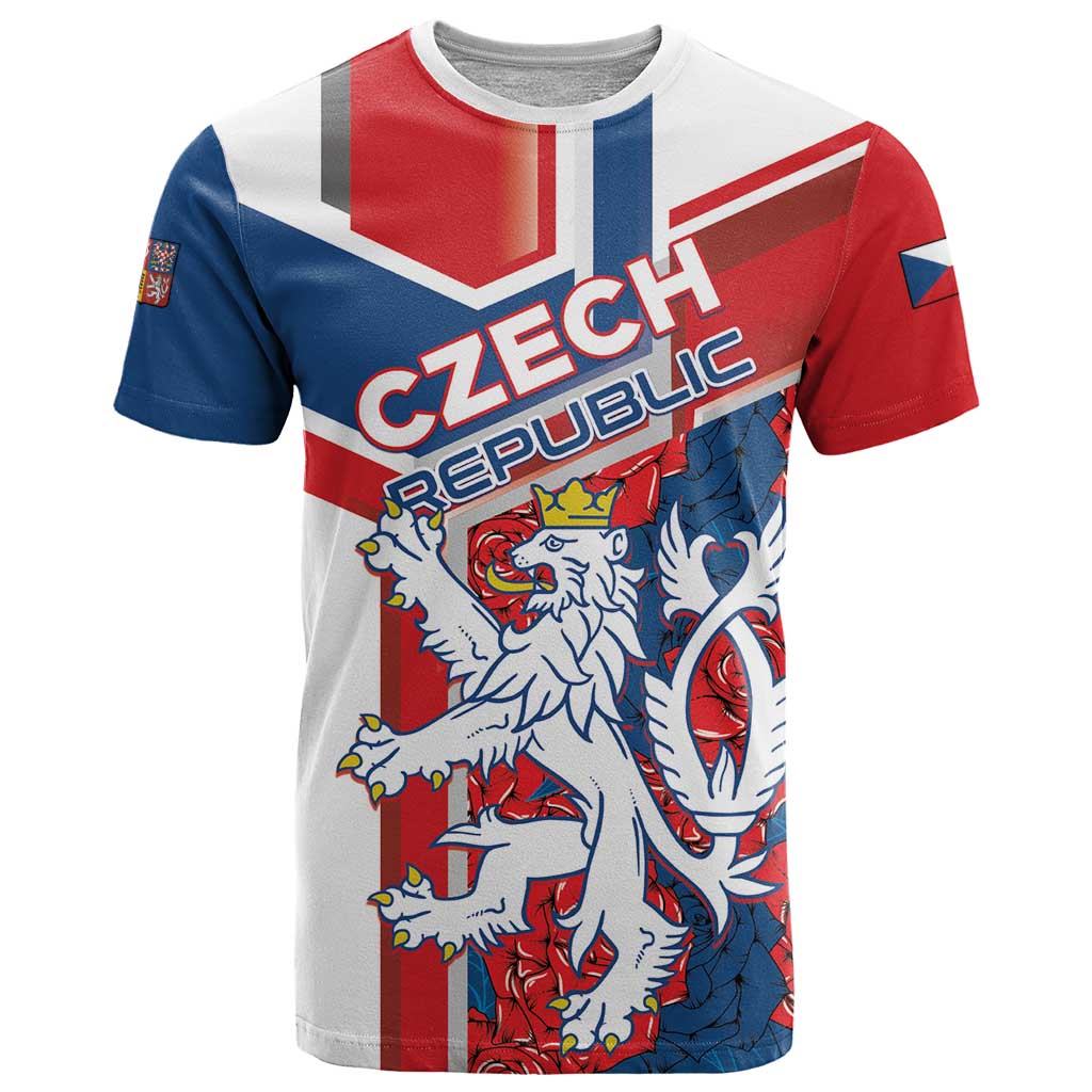 Personalised Czech Republic T-Shirt Czechia Lion Rosa Pattern Graphic Tee