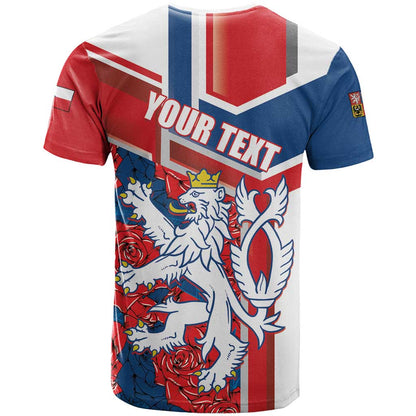Personalised Czech Republic T-Shirt Czechia Lion Rosa Pattern Graphic Tee