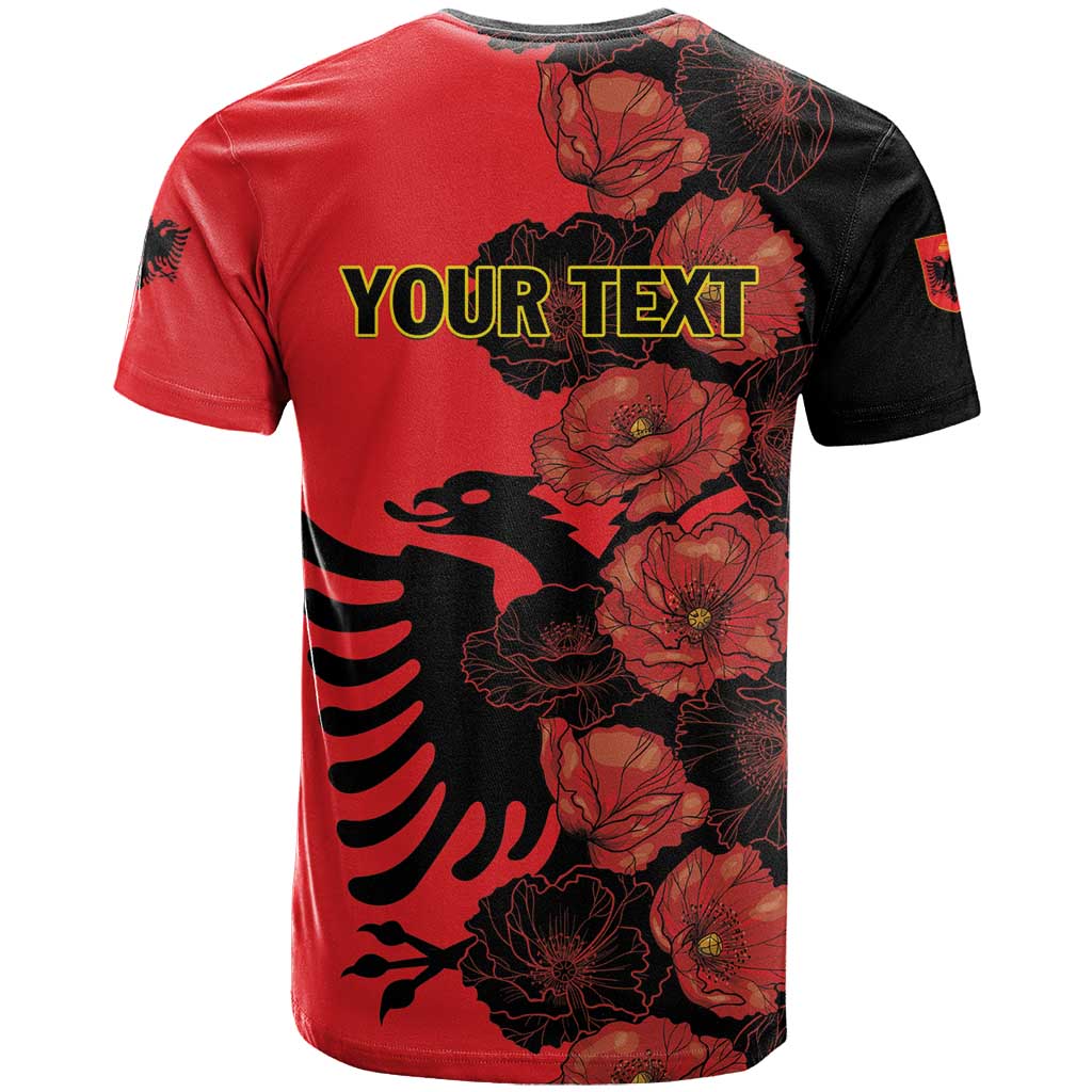 Personalised Albania Eagle T-Shirt Red Poppy Flowers Graphic Tee