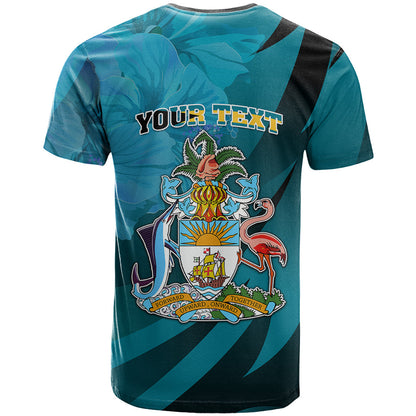 Custom 10 July The Bahamas Independence Day T-Shirt Bahamian Blue Marlin With Hibiscus Graphic Tee