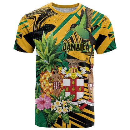 Personalized Jamaica Red-billed Streamertail T-Shirt Pineapple Tropical Style Graphic Tee