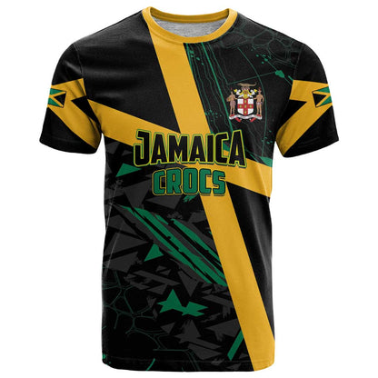 Custom Rugby Jamaica Crocs T-Shirt Cool Runnings on Grass Graphic Tee