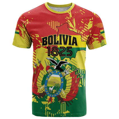 Personalized Bolivia 1825 T-Shirt Coat Of Arms Flag Colors Graphic Tee