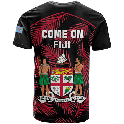 Fiji Rugby T-Shirt Flying Fijians Red Palm Tree Version Graphic Tee