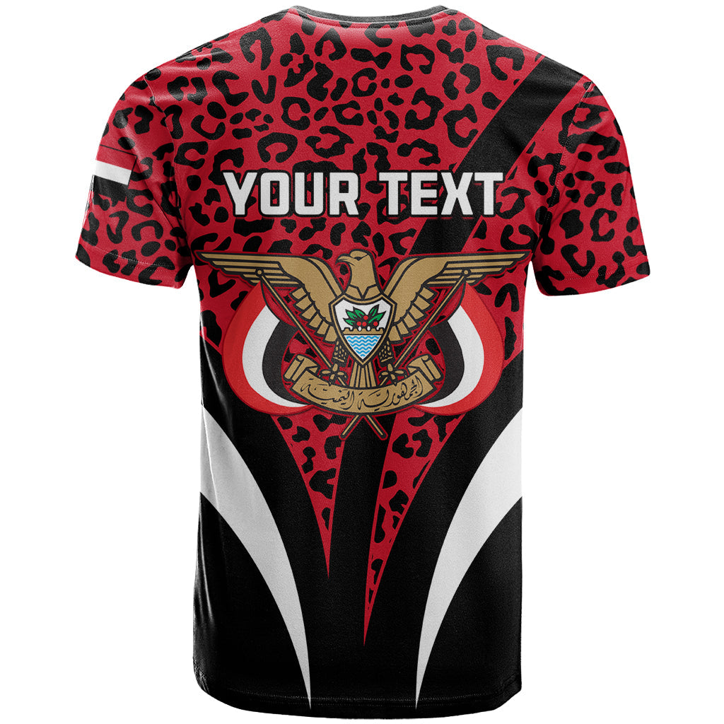 Personalised Yemen Independence Day T-Shirt Yemeni Coat Of Arms Leopard Pattern Graphic Tee