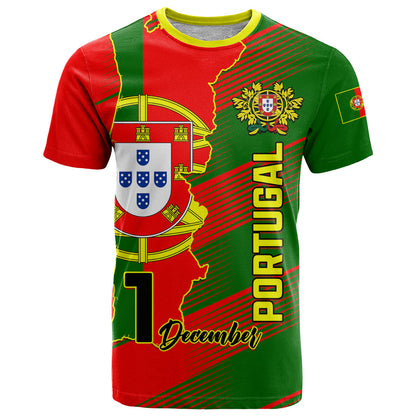 Personalised Portugal Independence Day T-Shirt Portuguesa Map Flag Style Graphic Tee