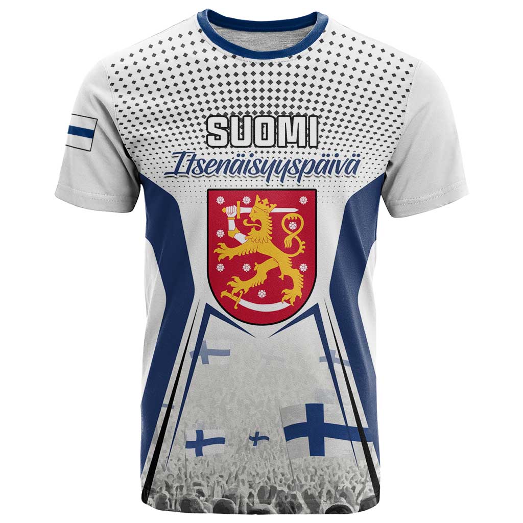 Personalised Finland Independence Day T-Shirt Suomi Coat Of Arms Special Version Graphic Tee
