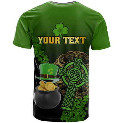 Leprechaun Hat Gold Coins St Patricks Day Personalized T-Shirt With Irish Celtic Shamrock Graphic Tee
