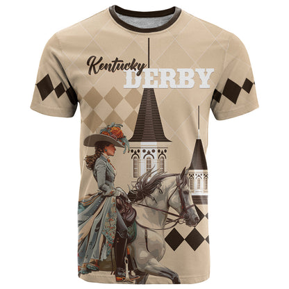 Personalized Kentucky Horse Racing T-Shirt Derby Lady Riding Horse Twin Spires Graphic Tee