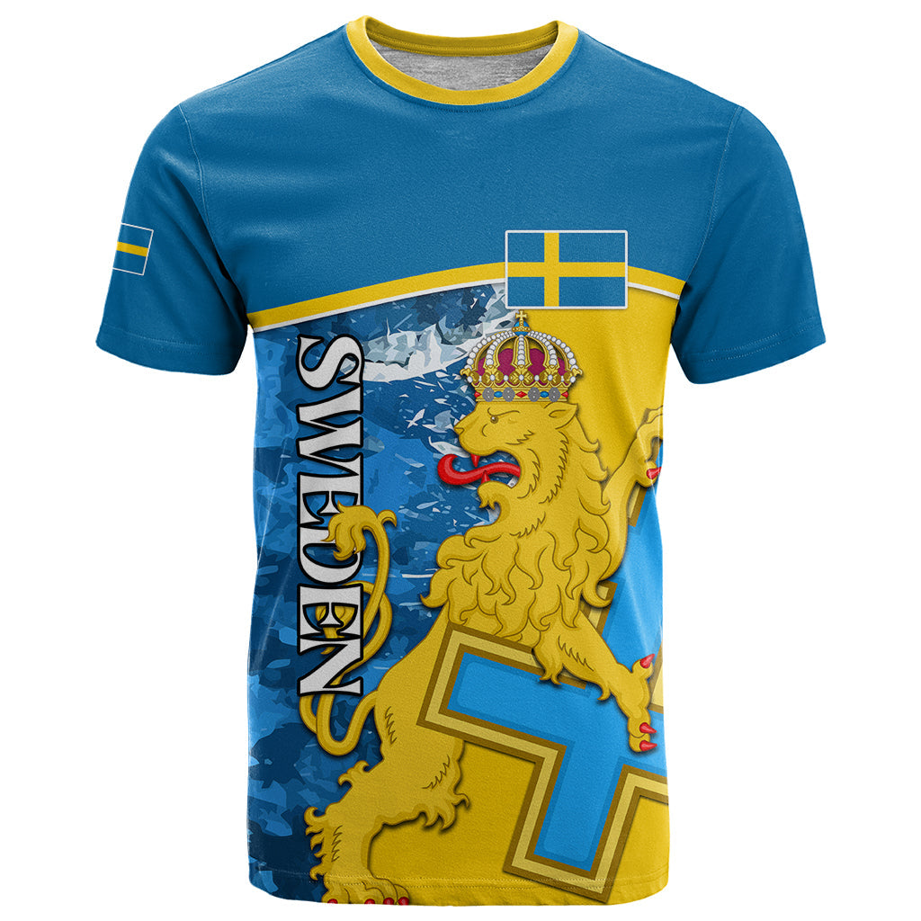 Sweden T-Shirt Swedish Lion With Coat Of Arms Graphic Tee