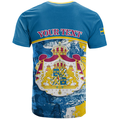 Custom Sweden T-Shirt Swedish Lion With Coat Of Arms Graphic Tee