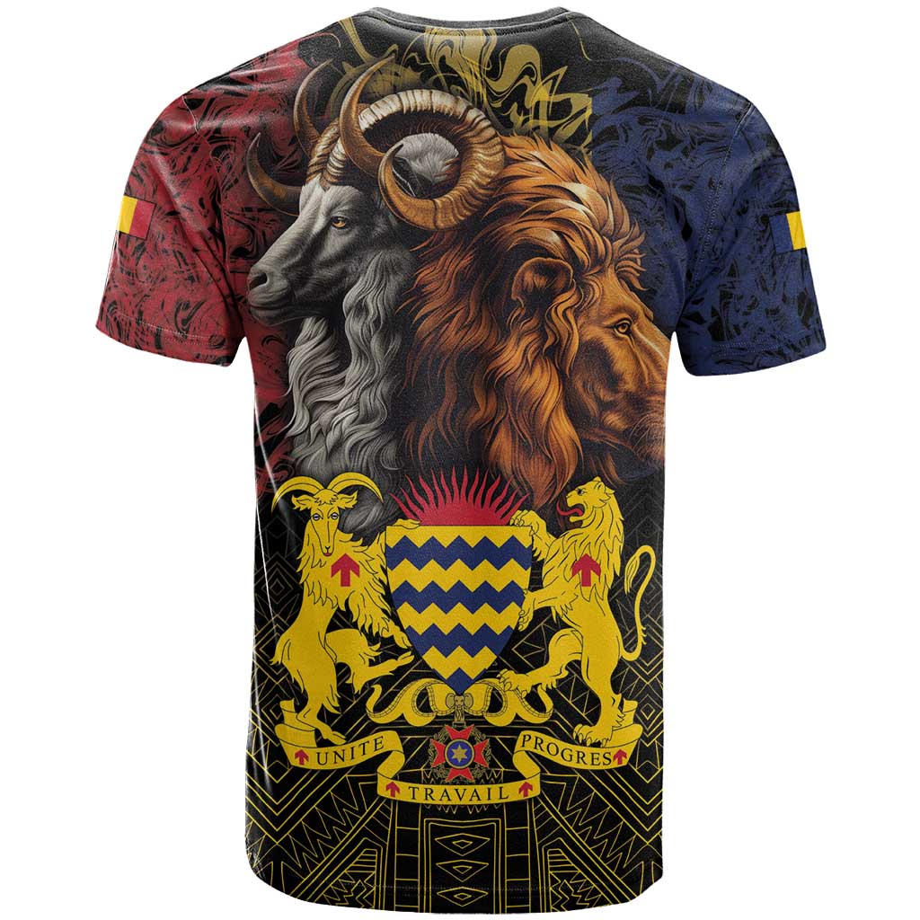 Chad Independence Day 1960 T-Shirt Tchad Goat and Lion African Pattern Graphic Tee