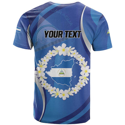 Personalized Nicaragua Independence Day 1821 T-Shirt Plumeria Floral Graphic Tee