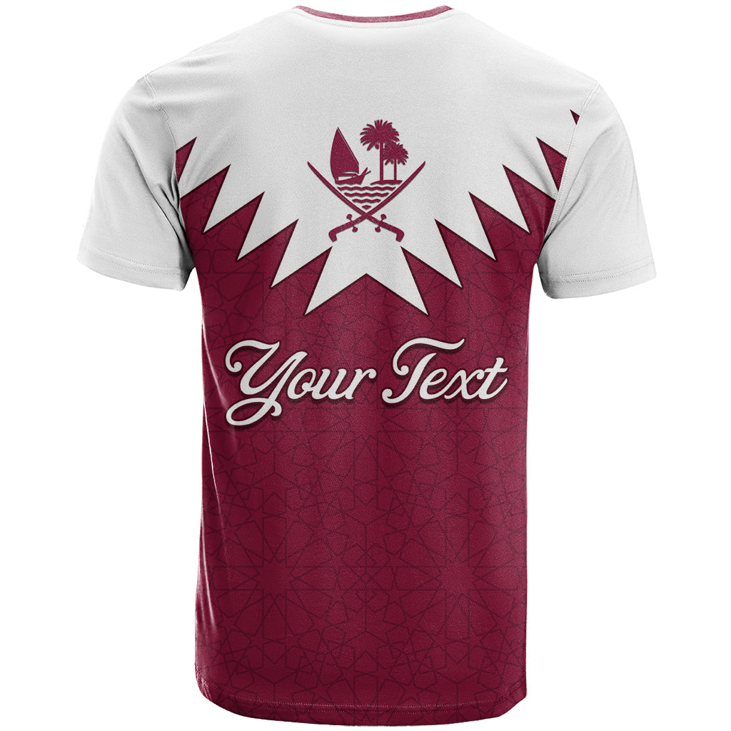 Personalised Qatar National Day T-Shirt Dawlat Qatar Map Islamic Pattern Graphic Tee