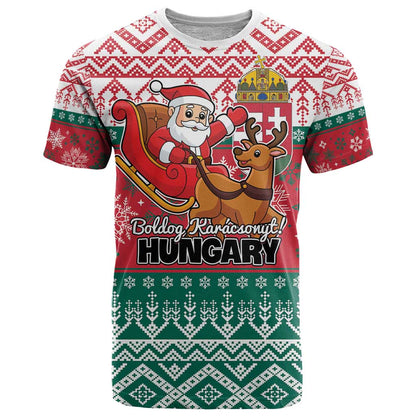 Personalized Hungary Christmas T-Shirt Magyarorszag Boldog Karacsonyt Graphic Tee