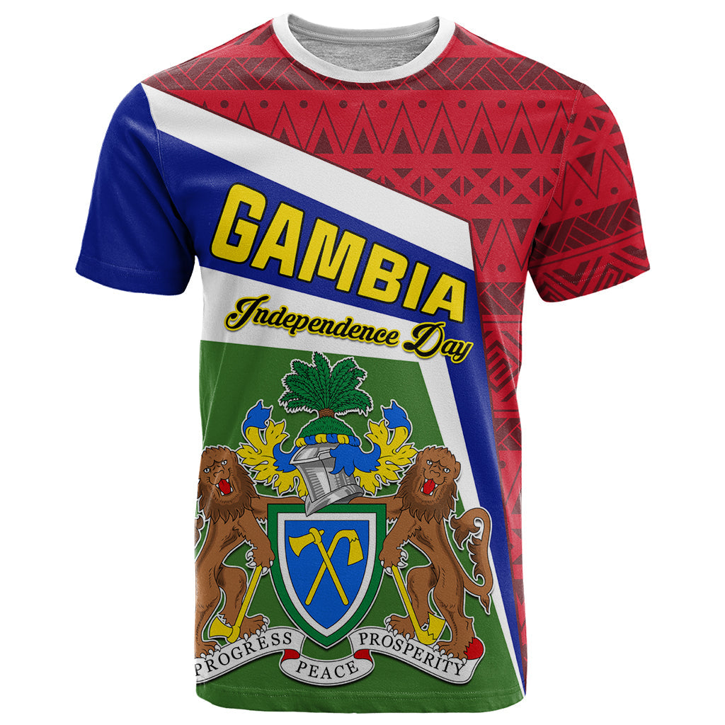 Gambia Independence Day T-Shirt Coat Of Arms African Pattern Graphic Tee