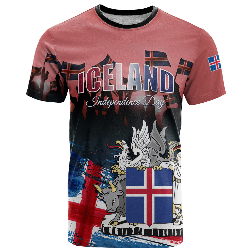 Iceland Independence Day 2024 T-Shirt Coat Of Arms Happy 80th Anniversary Graphic Tee
