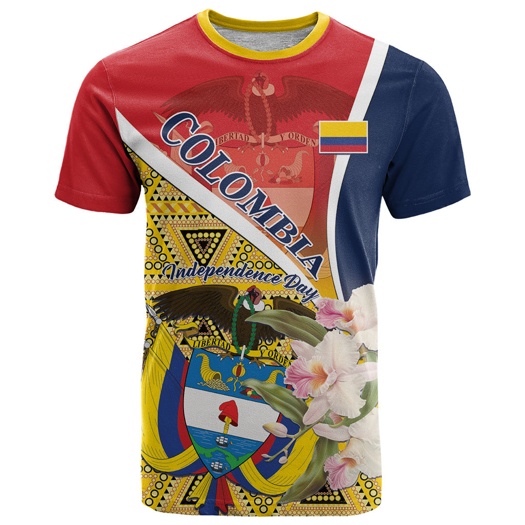 Colombia Independence Day T-Shirt Libertad y Orden Colombian Pattern Graphic Tee