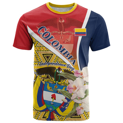 Colombia Independence Day T-Shirt Libertad y Orden Colombian Pattern Graphic Tee