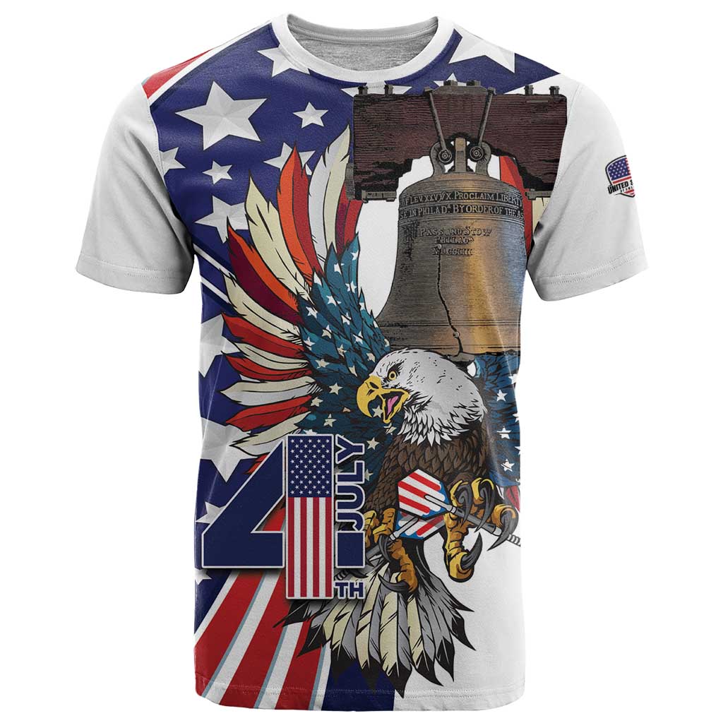 Personalized USA 4th Of July T-Shirt United State Eagle Liberty Bell Graphic Tee