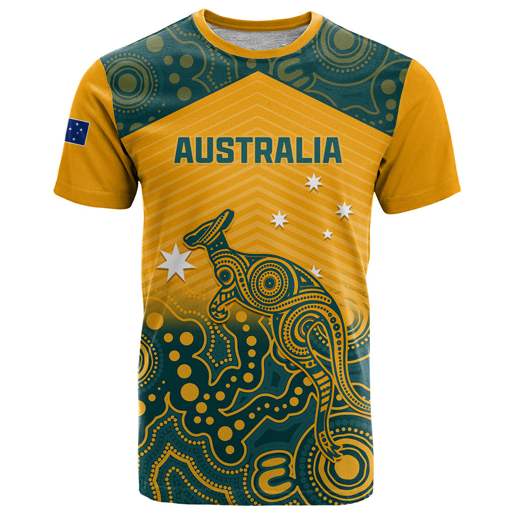 Australia Rugby T-Shirt Wallabies Aboriginal Pattern Graphic Tee