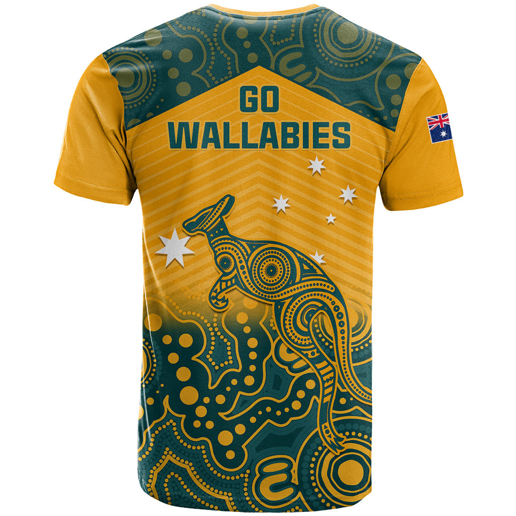 Australia Rugby T-Shirt Wallabies Aboriginal Pattern Graphic Tee