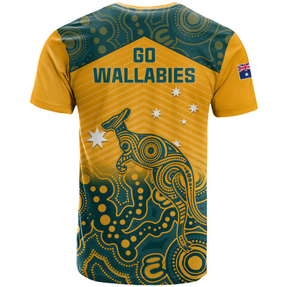 Australia Rugby T-Shirt Wallabies Aboriginal Pattern Graphic Tee