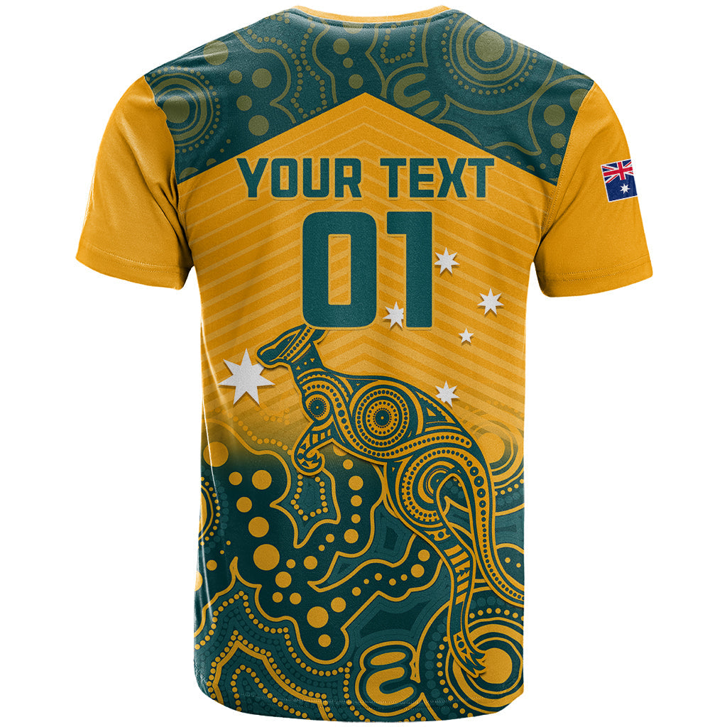 Custom Australia Rugby T-Shirt Wallabies Aboriginal Pattern Graphic Tee