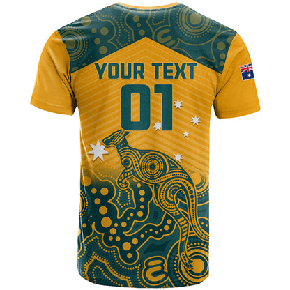 Custom Australia Rugby T-Shirt Wallabies Aboriginal Pattern Graphic Tee