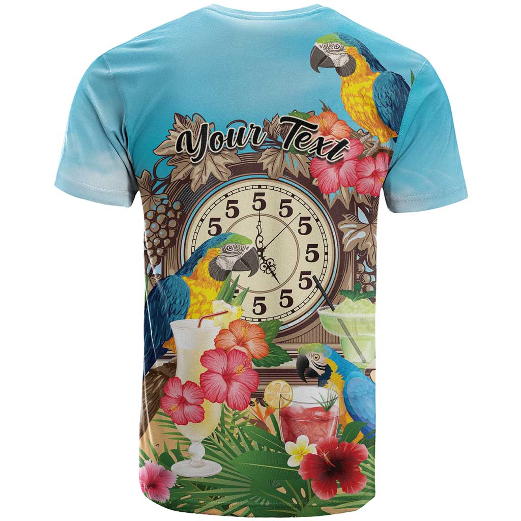 Personalized It's 5 o'clock Somewhere T-Shirt Hawaiian Tropical Parrots Graphic Tee