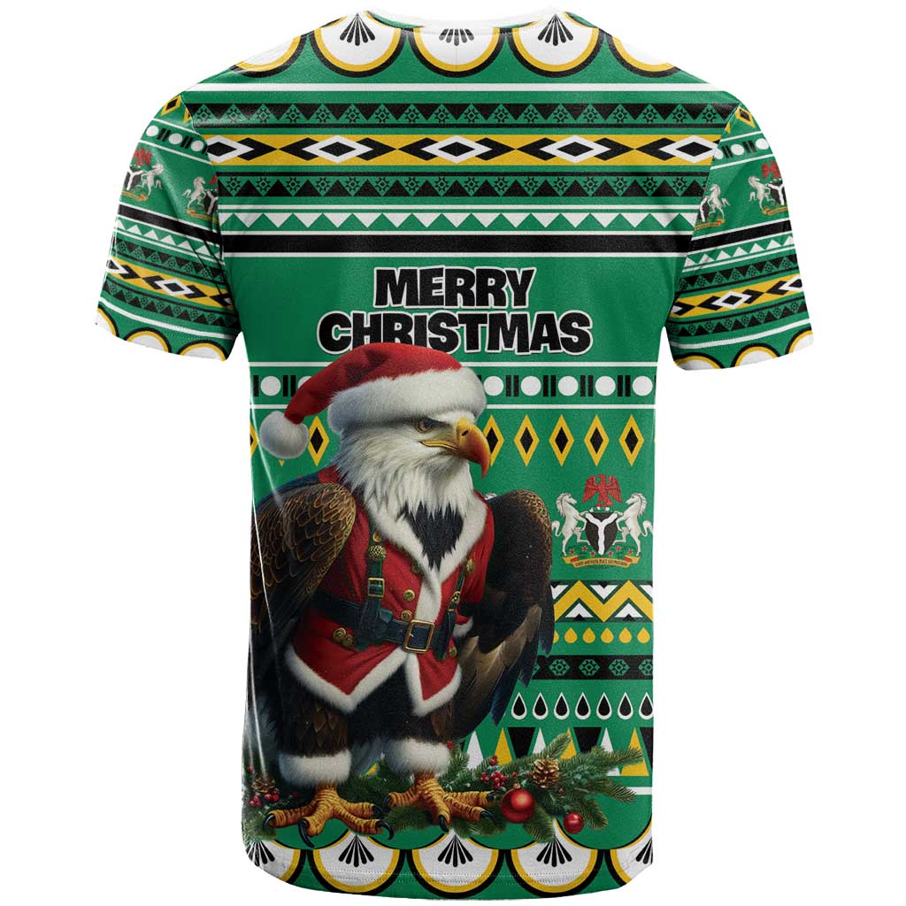 Nigeria Christmas T-Shirt Eagle Santa African Pattern Graphic Tee
