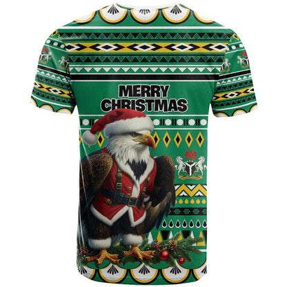 Nigeria Christmas T-Shirt Eagle Santa African Pattern Graphic Tee