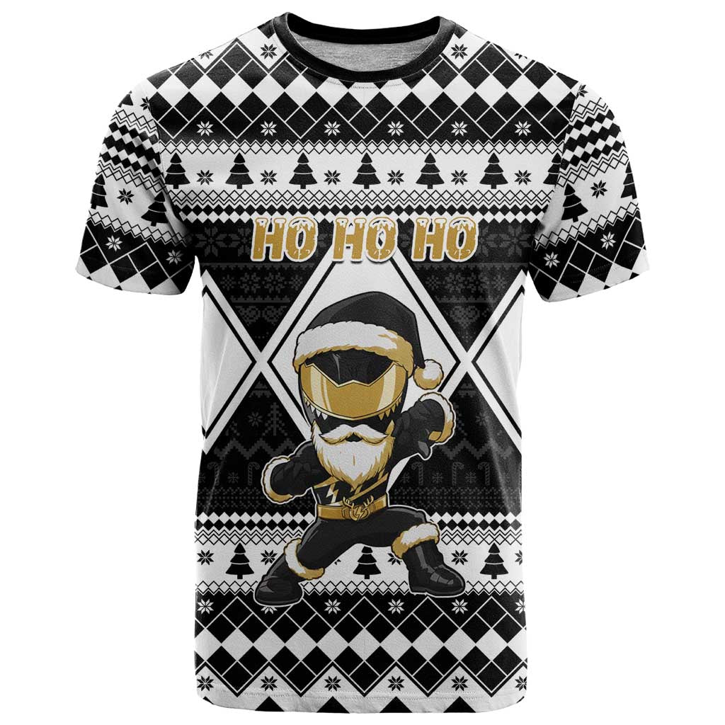 Personalized Power Black Ranger Santa Claus T-Shirt Funny Christmas Graphic Tee