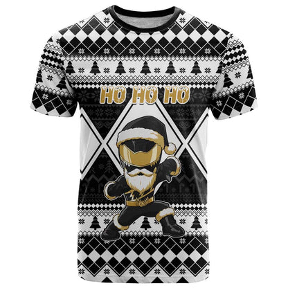 Personalized Power Black Ranger Santa Claus T-Shirt Funny Christmas Graphic Tee