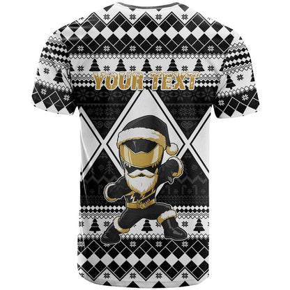 Personalized Power Black Ranger Santa Claus T-Shirt Funny Christmas Graphic Tee