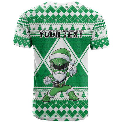 Personalized Power Green Ranger Santa Claus T-Shirt Funny Christmas Graphic Tee