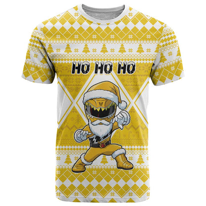 Personalized Power Yellow Ranger Santa Claus T-Shirt Funny Christmas Graphic Tee