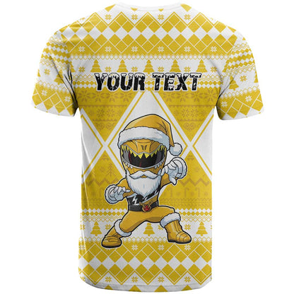 Personalized Power Yellow Ranger Santa Claus T-Shirt Funny Christmas Graphic Tee